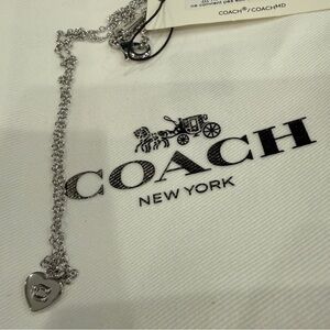 🪷 NWT Coach Silver Heart Charm Necklace